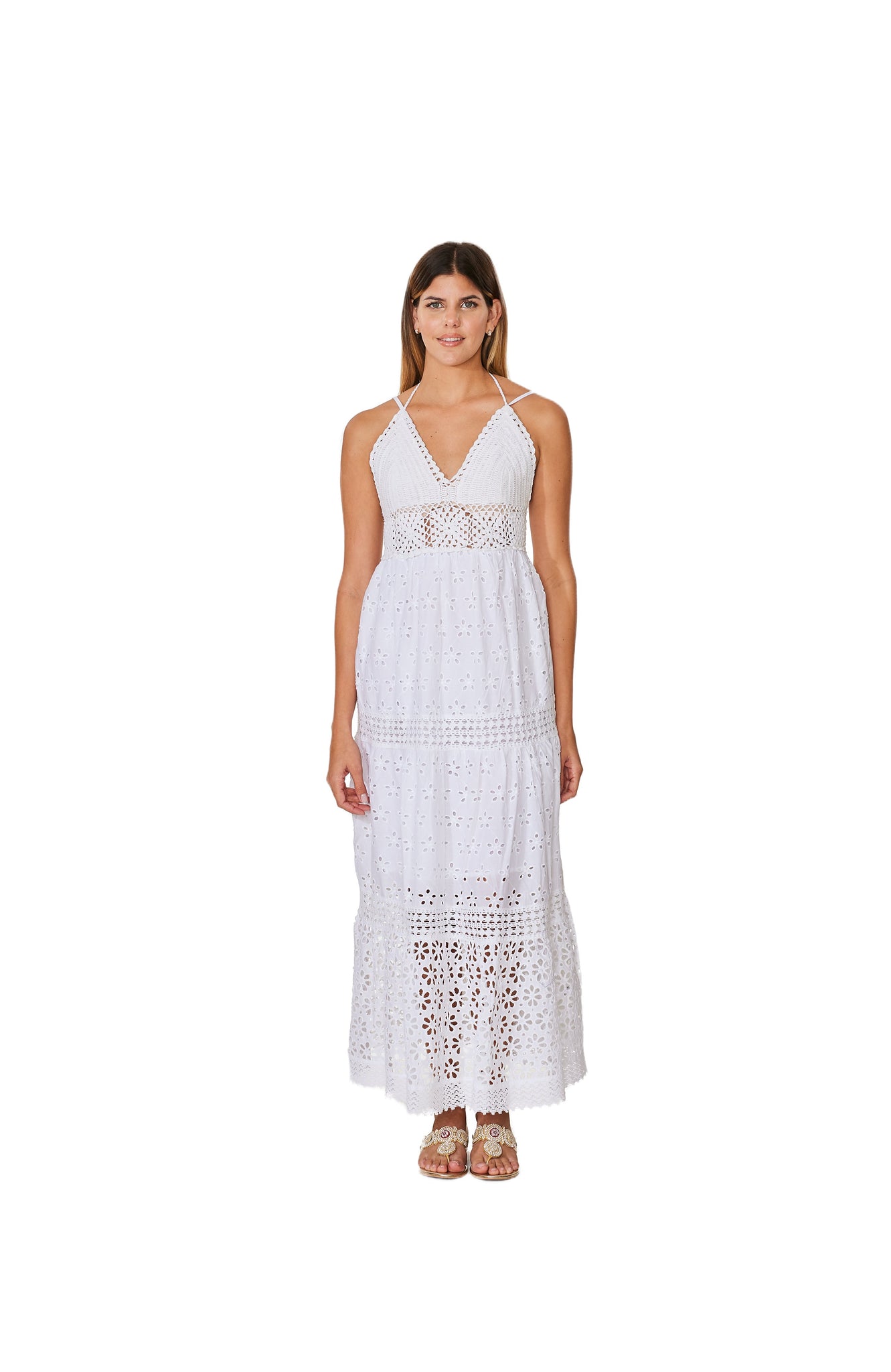 C-2100 Eyelet Cotton White Dress. L/XL C-2100 Eyelet Cotton White Dress. L/XL