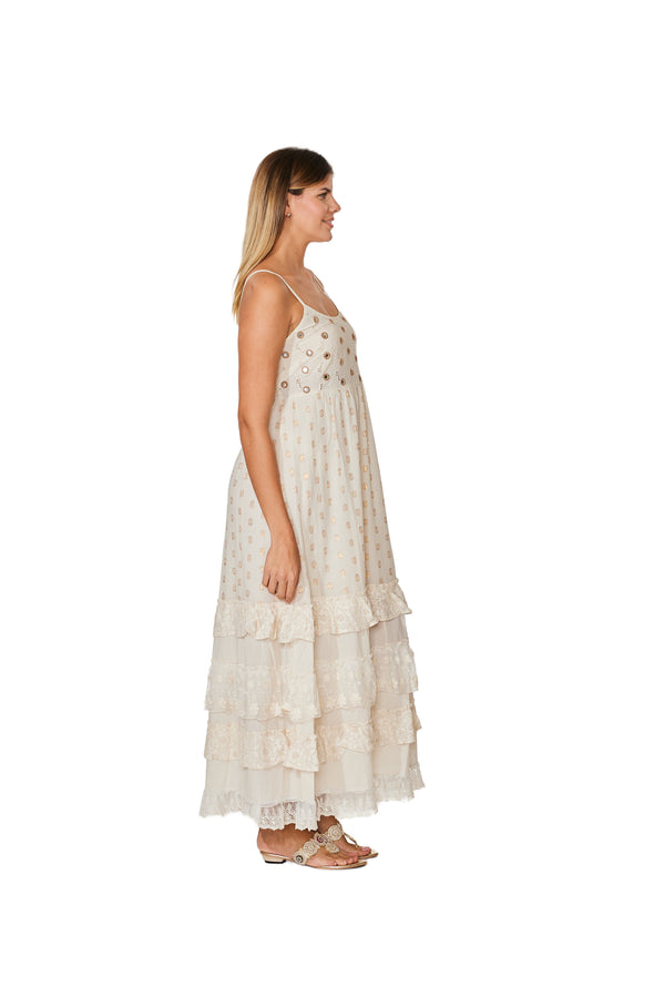 C-1975 Ivory Cotton Long Dress.