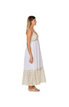 C-1798-A Lace  Detail long White Dress.
