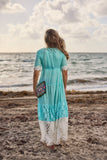 AW-125 Aqua cotton/Lace Dress New Arrival