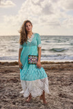 AW-125 Aqua cotton/Lace Dress New Arrival