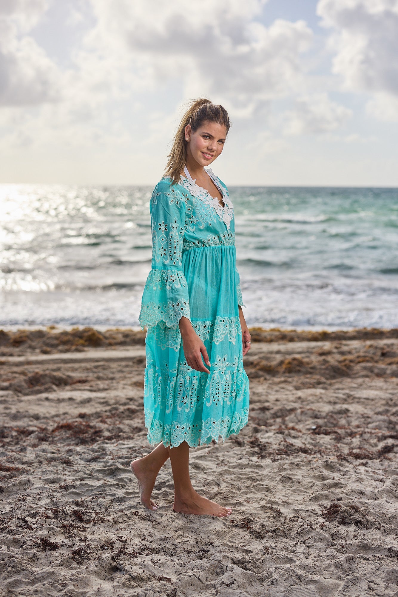 white christmas dresses 915 Aqua cotton Dress New Arrival – Ranee's