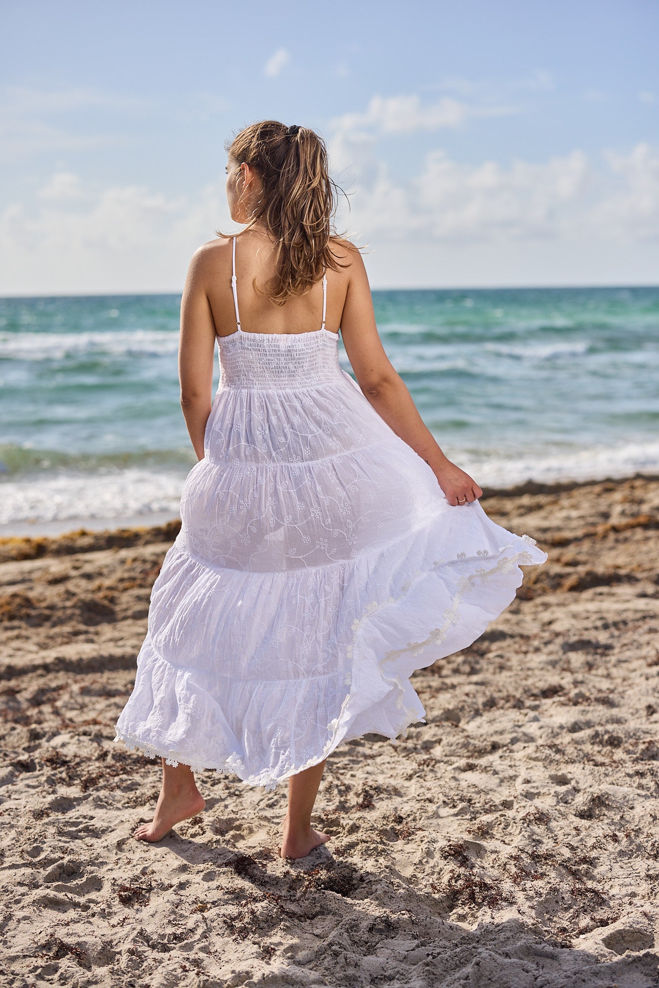 2023w034 white cotton Long Dress New Arrival 2023 – Ranee's