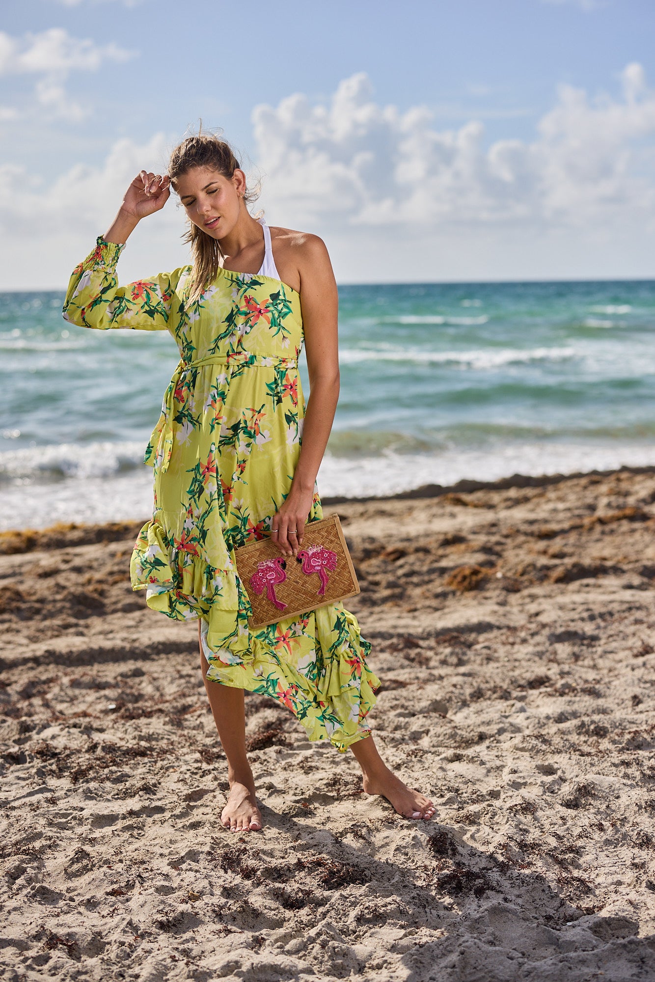 style #2 Lime floral one shoulder Dress-2023 collection Ranee's style #2 Lime floral one shoulder Dress-2023 collection Ranee's