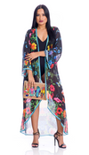 Floral Black duster, perfect for beach, cruise, or pair it with shorts/jeans!