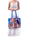 SB-009 Blue Embroidered Tote BACK IN STOCK