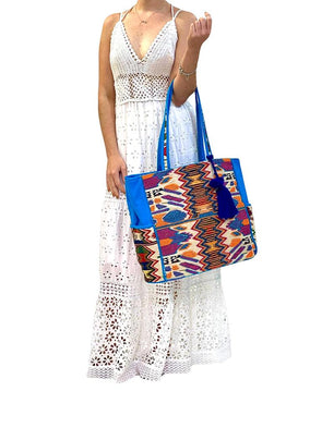SB-009 Blue Embroidered Tote BACK IN STOCK
