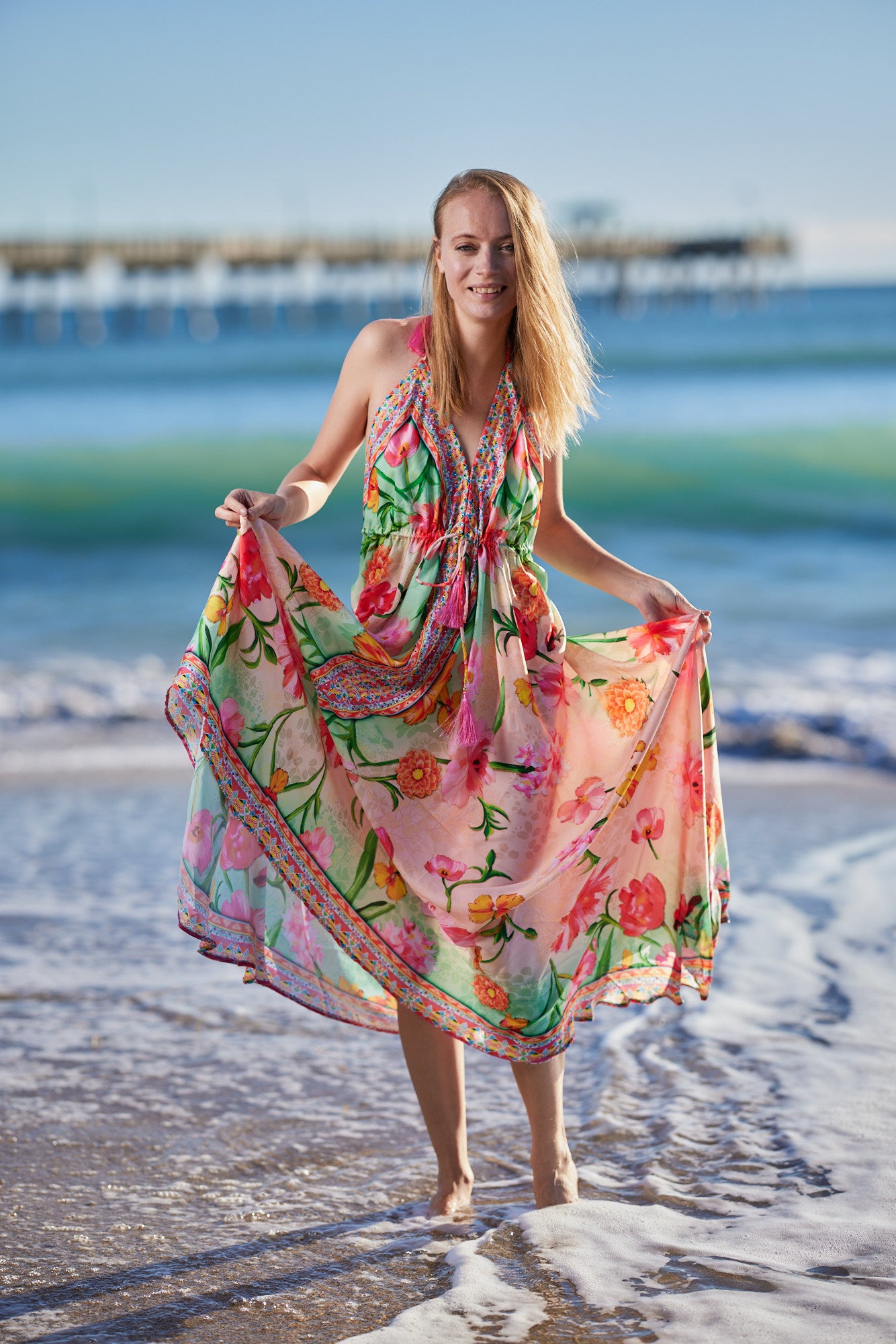 695 Halter ombre blush hawaii dress  Ranee's