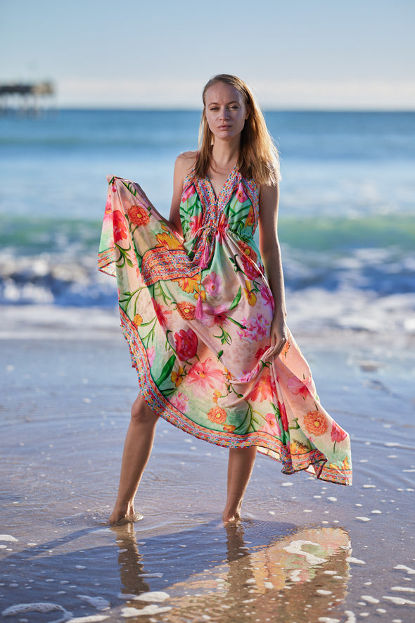 695  Halter ombre blush  hawaii dress