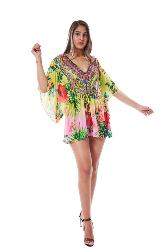 706 Floral Short Kaftan