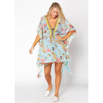Cotton aqua short kaftan