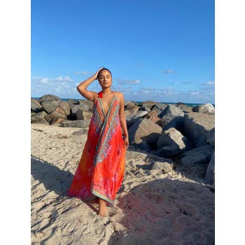Hot coral Hawaii dress