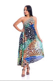 Animal print green three way dress