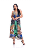 Animal print green three way dress