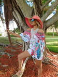 White Indian Peacock ruffle blouse