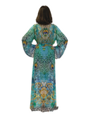 715 Royal Green Peacock Viscose Silk kimono