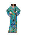 715 Royal Green Peacock Viscose Silk kimono