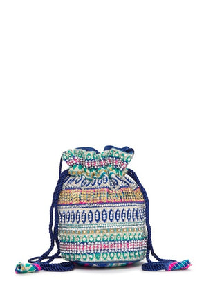 Crystal embellished mini bucket bag