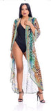 Green animal print duster #640
