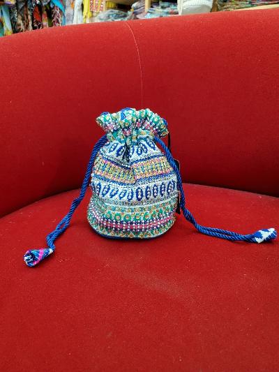 Crystal embellished mini bucket bag