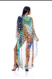 Green animal print duster #640