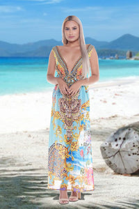 Sexy printed maxi, silky finish.